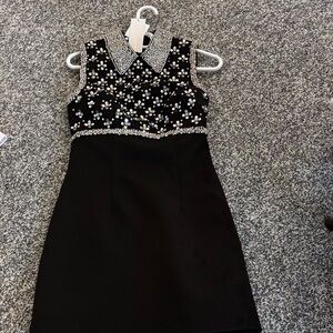 Rebecca Vallance Black Dress with Silver Embellishments